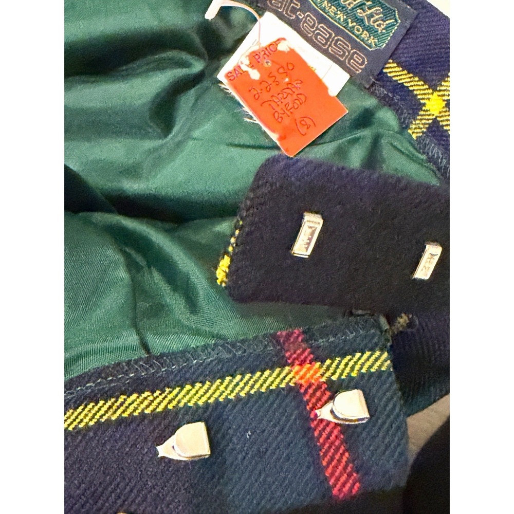 Vintage D Byford Scotland Wool Tartan Pleated Midi Skirt US 8 Plaid Academia - Picture 7 of 12